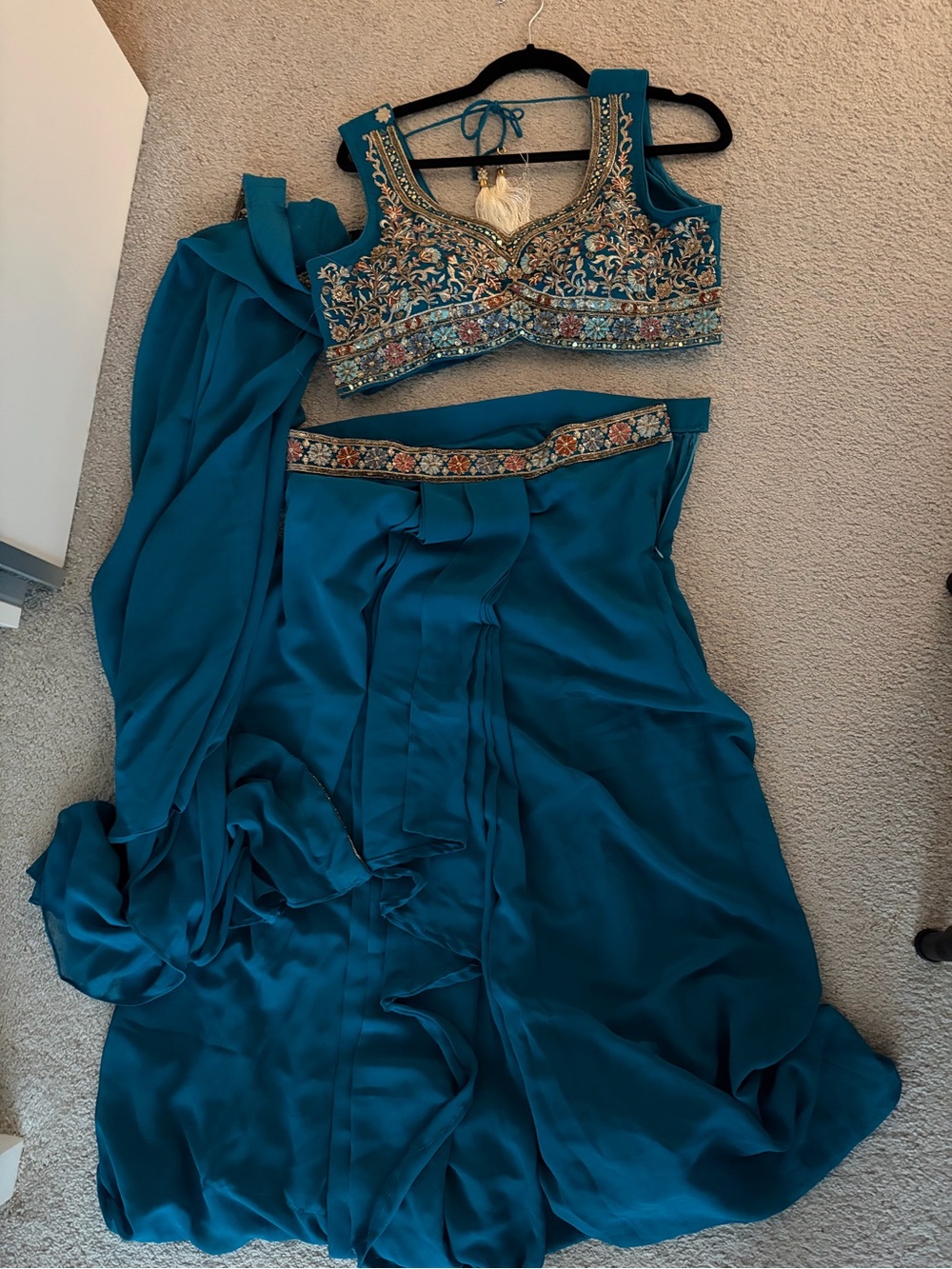 Elegant Teal Evening Lehenga Set